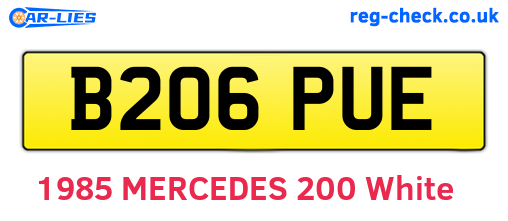 B206PUE are the vehicle registration plates.