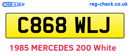 C868WLJ are the vehicle registration plates.