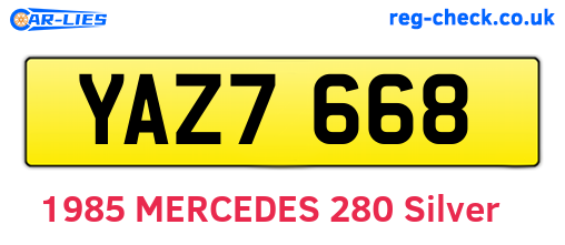 YAZ7668 are the vehicle registration plates.
