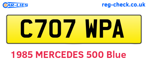 C707WPA are the vehicle registration plates.