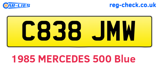 C838JMW are the vehicle registration plates.