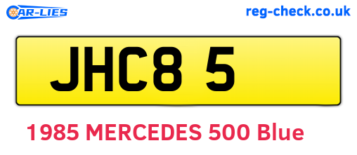 JHC85 are the vehicle registration plates.