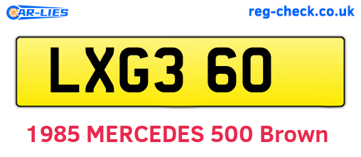 LXG360 are the vehicle registration plates.