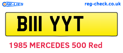 B111YYT are the vehicle registration plates.
