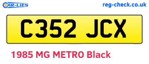 C352JCX are the vehicle registration plates.