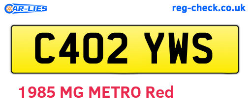 C402YWS are the vehicle registration plates.