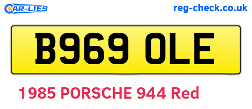B969OLE are the vehicle registration plates.