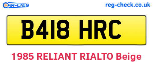 B418HRC are the vehicle registration plates.