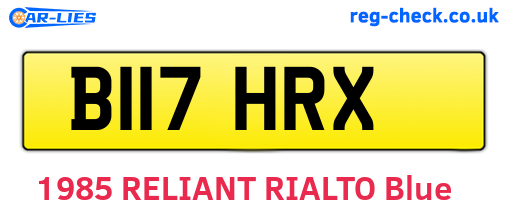 B117HRX are the vehicle registration plates.