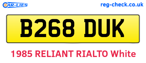 B268DUK are the vehicle registration plates.