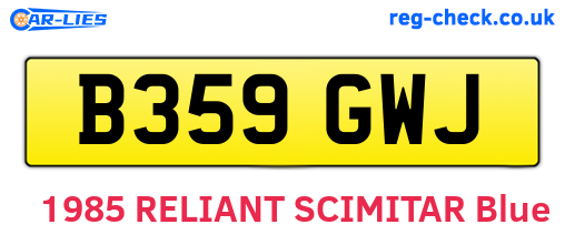 B359GWJ are the vehicle registration plates.