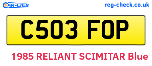C503FOP are the vehicle registration plates.