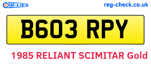 B603RPY are the vehicle registration plates.
