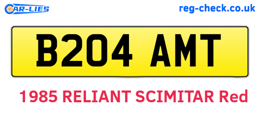 B204AMT are the vehicle registration plates.