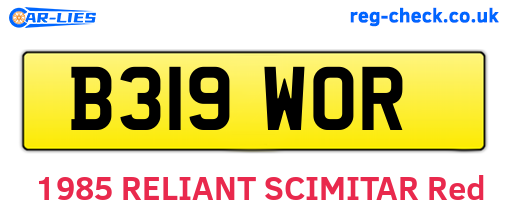 B319WOR are the vehicle registration plates.