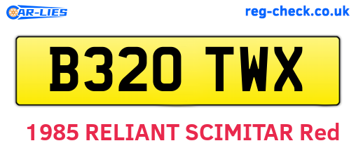 B320TWX are the vehicle registration plates.