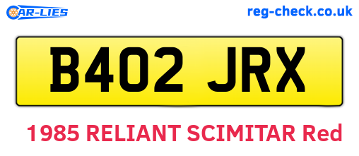 B402JRX are the vehicle registration plates.