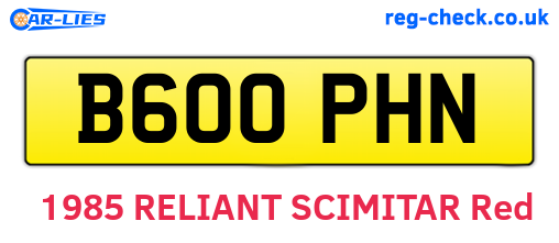 B600PHN are the vehicle registration plates.