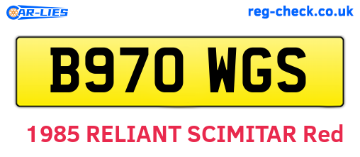 B970WGS are the vehicle registration plates.