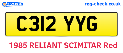 C312YYG are the vehicle registration plates.
