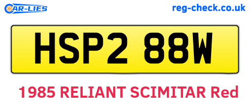 HSP288W are the vehicle registration plates.