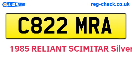 C822MRA are the vehicle registration plates.