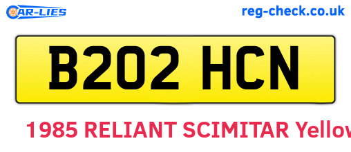 B202HCN are the vehicle registration plates.