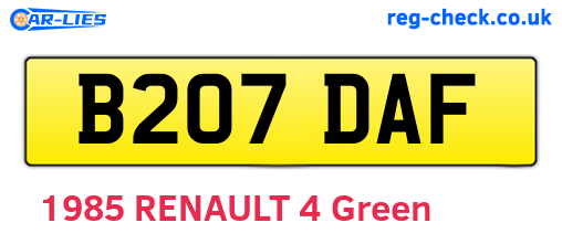 B207DAF are the vehicle registration plates.