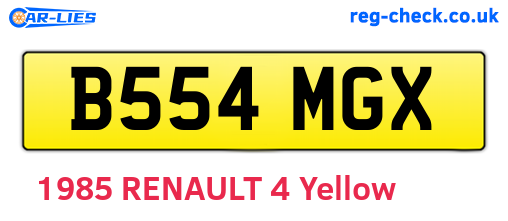B554MGX are the vehicle registration plates.
