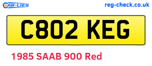 C802KEG are the vehicle registration plates.