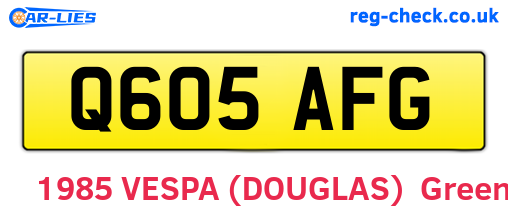 Q605AFG are the vehicle registration plates.
