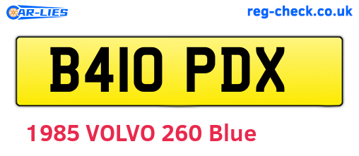 B410PDX are the vehicle registration plates.