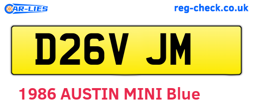 D26VJM are the vehicle registration plates.