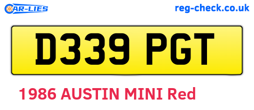 D339PGT are the vehicle registration plates.