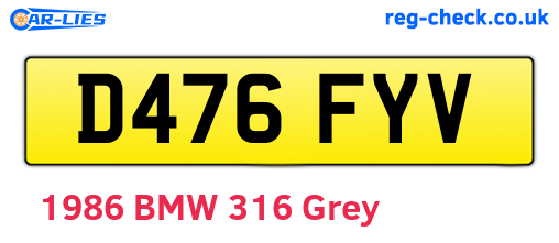 D476FYV are the vehicle registration plates.