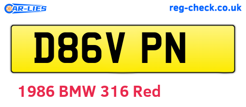 D86VPN are the vehicle registration plates.