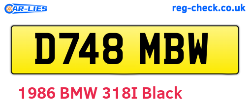 D748MBW are the vehicle registration plates.