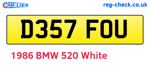 D357FOU are the vehicle registration plates.