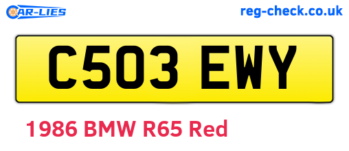 C503EWY are the vehicle registration plates.