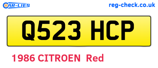 Q523HCP are the vehicle registration plates.