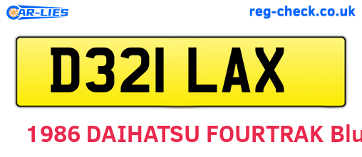 D321LAX are the vehicle registration plates.