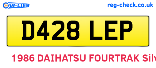 D428LEP are the vehicle registration plates.