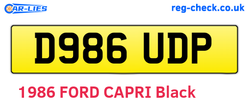 D986UDP are the vehicle registration plates.