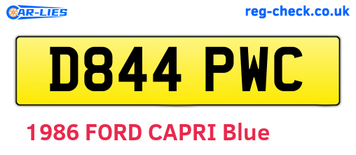 D844PWC are the vehicle registration plates.