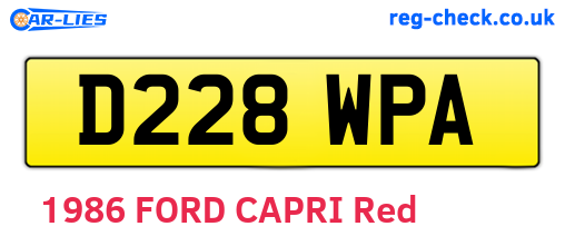 D228WPA are the vehicle registration plates.
