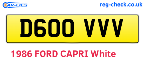 D600VVV are the vehicle registration plates.