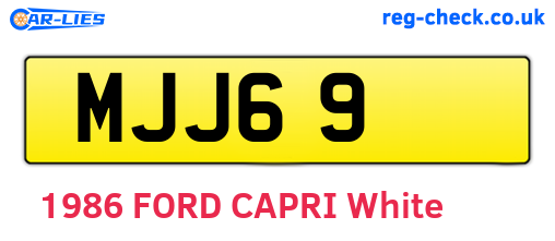 MJJ69 are the vehicle registration plates.