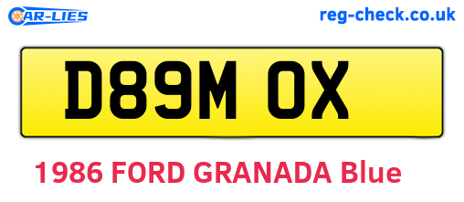 D89MOX are the vehicle registration plates.