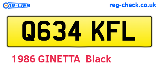 Q634KFL are the vehicle registration plates.
