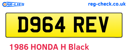 D964REV are the vehicle registration plates.
